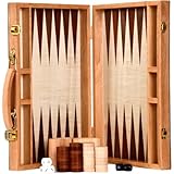 Vobumix 1 Set Klassisches Backgammon Aus Holz in Reisegröße, Backgammon-strategie-brettspiel, Traditionelles Spielset Für Alle Altersgruppen, Kinder, Familien