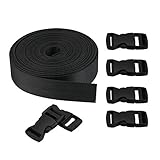 GOLRISEN Nylon Gurtband 25 mm*10 Yard Nylongurte Nylongurtband Gepäckgurte Nylon Gurtband Verpackungsgurte Koffergurt Rucksackgurt Packriemen mit 6 Verstellbare Schnallen für DIY Rucksack Umreifung