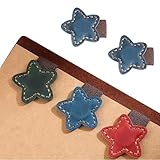 2 Stück Leder Lesezeichen, Stern Form Lesezeichen Clips, Retro Buch Mark Stift Halter Clip Lesegeschenke für Buchliebhaber Leser Lehrer Schüler Freunde Frauen Männer