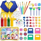 EVNEED 52-teiliges Kinderfarben-Set, waschbare Fingerfarbe mit verschiedenen Schwammpinseln, tragbar für Kleinkinder, Zeichengeschenke, ab 3 Jahren