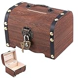 Vintage Holz Schatztruhe Holztruhe Schatzkiste Vintage Look Kleine Schatztruhe Aus Holz Piratenschatztruhe Holz-Schatzkisten Schatztruhen Aus Holz Mit Schloss Geeignet Zum Aufbewahren Und Dekorieren