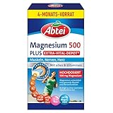 Abtei Magnesium 500 Plus Extra-Vital-Depot - Magnesiumtabletten zur Unterstützung von Muskeln, Nerven, Herz - hochdosiert, 500 mg Magnesium - laktose-/glutenfrei, vegan - Vorratspackung, 126 Tabletten