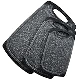 KIMIUP Schneidebrett Kunststoff, 3 Schneidebrett mit Rutschfesten Griffe, BPA-Free, Küchenzubehör, Schneidebrett Set Spülmaschinenfest Küchen Zubehör Küchen Gadgets(Dunkelgrau)