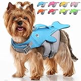 VIVAGLORY Hundeschwimmweste für Kleine & Mittelgroße Hunde, Einfach An-und Auszuziehen Sportliche Hundeschwimmweste mit verstellbaren Nylongurten, Blau