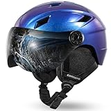 Odoland Erwachsene Skihelm Skihelm mit Visier, Leichter Race-Helm mit Helmvisier für Herren und Damen, Snowboardhelm Sternenhimmel Blau