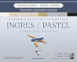 Clairefontaine 96487C Zeichenblock Ingres (geleimt, 25 Blatt, 130 g, gekörnt, 24 x 30 cm, ideal für Trockentechnik) 8 pastellfarben