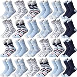 Handepo 24 Paar flauschige Damensocken, Wintersocken, Schlafsocken, Hausschuhe, Socken für Zuhause, Outdoor, Weihnachtsgeschenk für Damen (blaue Serie), Blue Series, Einheitsgröße