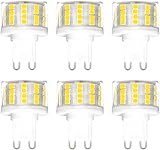 WULUN G9 5W LED-Glühlampen, Flachrund, 52 LED-Chips, 50 Watt Halogen Äquivalent, 500 Lumen, 6000K Kaltweiß, 360 ° Abstrahlwinkel, AC 220-240V, Kein Flackern, Nicht dimmbar, 6er-Pack