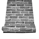 Baketron Ziegeltapete Vliestapet 0,53 m x 9 m Steinoptik Grau Vintage Backstein Stein Tapeten für Schlafzimmer Wohnzimmer Wan