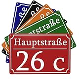 BeNsil Hausschilder Personalisiert und Nummer,Straßenschilder mit Wunschtext - Hausnummer Selbst Gestalten,Anpassbare Nummer und Straßenname,Wetterfest