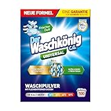 Der Waschkönig C.G. Universal Waschpulver – 6kg, 100 Waschladungen, für weiße und bunte Wäsche, entfernt Flecken ab 30°C, schützt Textilien, hinterlässt Frische, umweltfreundlich verpackt