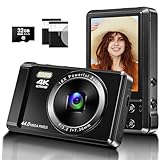 Digitalkamera 4K FHD Vlogging-Kamera, 44 MP Autofokus-Kompaktkamera mit 16-fachem Digitalzoom, wiederaufladbare 2,4-Zoll-Mini-Kinderkamera mit 32 GB Speicherkarte