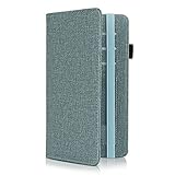 CoBak Scheckbuchhülle - Premium Leder Scheckbuchhalter Brieftasche mit RFID-Blockierfunktion für Damen und Herren, Stoff marmorgrün, Grün