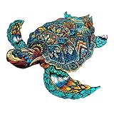 Funnli Holzpuzzles für Erwachsene und Kinder,Einzigartige Tierförmige Holz-Puzzle(Meeresschildkröte), Puzzle aus Tierteilen (L-38 * 32.2cm-301 Stück)