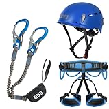 Generisch LACD Ultimate Ferrata + Gurt Start 2.0 + Helm Protector 2.0 - Klettersteigset (Grösse L (Taille = 87-130cm, Bein = 60-84cm))