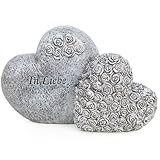 Grabdeko verbundene Herzen: Grabschmuck Wetterfest, Trauerherz mit Rosen & Inschrift, Deko Friedhof, Grab & Urnengrab, Gedenkstein Rose, Dekoration Trauer, Allerheiligen & Totensonntag, 20 x 8 x 13 cm