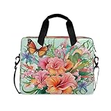 Laptoptasche für Damen und Herren, tropische Schmetterlings-Blume, Computertasche, Laptop-Hülle, Aktentasche für 14/15,6/16 Zoll Notebook, Laptop, Schultertasche für Büro, Arbeit, Reisen, mehrfarbig,