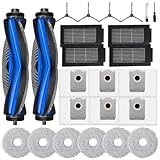 LOVOBO 24 Ersatzteile für Ecovacs Deebot T50/T50 Pro/T50 Omni /T50 Pro Omni Staubsauger, 2 Hauptbürsten, 4 HEPA-Filter, 4 Seitenbürsten, 6 Wischpads, 6 Staubbeutel, 1 Reinigungsbürste, 1