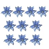 ABOOFAN Weihnachtsblumen künstliche Glitter Hochzeit Weihnachtsbaum Kränze Dekor Ornament (blau)