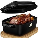 KAISERTAL 32cm Gusseisen Bräter mit Deckel backofengeeignet - ca 10l Gusseisen Topf Oval - 8,6kg Bräter mit Deckel Induktion - Schmortopf mit Deckel - Kazan Gusseisen - XL Bräter