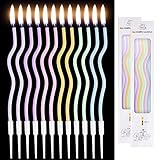 Spiral Kuchen Kerzen, 12 Stück Lange Geburtstagskerzen, Kerzen für Geburtstagstorte Cupcakes, Dünne Geburtstagskerze Spirale Geburtstagskuchen Kerzen für Dekorative Geburtstagstorte
