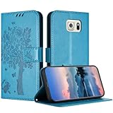 JayModCase Hülle für Samsung Galaxy S6 Edge, Leder Klapphülle Schutzhülle mit [Kartenfach] [Standfunktion] [Magnetverschluss] Handyhülle Kompatibel mit Samsung S6 Edge - Blau