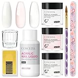 COSCELIA Acryl Nagelset Starterset Komplett--3 Farben Acryl Pulver Rosa/Klar/Weiß Mit 30ML Monomer Liquid für Nägel,Professionelles Acryll Pulver Nails Kit