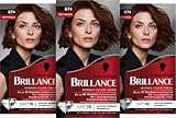 Brillance Intensiv-Color-Creme 874 Samtbraun (3x 160 ml), dauerhafte Haarfarbe mit Diamant-Glanz und Pflege-Conditioner, für 10 Wochen Farbintensität