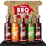 TIMBER TASTE® BBQ Sauce Geschenkset [5 x 40 ml] - Exotic BBQ Sauce Set - Herzhafte Soßen Geschenk Set - Geschenke für Männer & Frauen - Leckere Geschenke Geburtstag - BBQ Saucen
