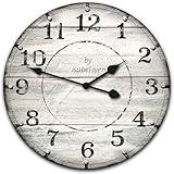 Isabel Iven® Designer Wanduhr Vintage aus MDF-Holz - Lautlose Retro-Stil Wanduhr ohne Ticken, Durchmesser 30 cm groß, Perfekte Wanddeko für Wohnzimmer im Landhausstil oder als Küchenuhr für Zuhause