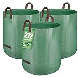 Gartensack Laubsack Gartenabfallsack stabil 3X 272L - Laubsäcke Rasenschnitt - Gartensäcke für Gartenabfälle - aus Polypropylen-Gewebe 150GSM - Grünschnittsäcke faltbar, groß, robust