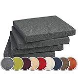 sunnypillow 4er Set Stuhlkissen Polsterauflage Auflage für Stühle/Bänke in Haus und Garten Sitzkissen Sitzauflage Gartenkissen viele Farben zur Auswahl 40 x 40 x 5 cm Anthrazit