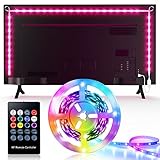 Hoobabuy 2M TV LED Strip (4 x 50cm), USB TV Hintergrundbeleuchtung, RGB LED Streifen für 40-60 Zoll Fernseher mit Fernbedienung, 4 Musikmodi, 8 Farbwechsel, DIY Dekoration, für Zimmer