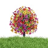 Pruojhw Realistische künstliche – UV-beständig, Violett | lebensechte künstliche, UV-beständig, mit Rankstäben, Blumenstrauß für Blumenkasten, Garten, Dekoration