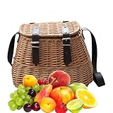 Vintage Picknickkorb | Vintage Aufbewahrungskorb Mit Verstellbarem Schultergurt,Tragbarer Organizer Wäschekorb Für Geburtstag Valentinstag Camping Outdoor Aktivitäten