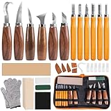 FANTICDE Holzschnitzwerkzeug Set,30-teiliges Schnitzmesser Set mit 12 Schneidmessern,Übungs Holz,Aufbewahrungsbox,Leder-Schleifband,Polierpaste und Schleifstein.für Anfänger,Erwachsene und Jugendliche