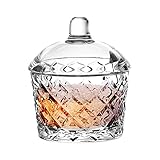 Pullmer Zuckerdose aus Glas mit Deckel, Zuckerbehälter aus Glas, rund, 200 ml(ZuckerdoseKaro)