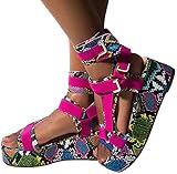 Sandalen Damen Plateau Dasongff Strandsandalen Frauen Riemchensandale Open Toe Schuhe Sandaletten mit Klettschuh Espadrilles Casual Keilsandalen Römersandalen Sommerschuhe Outdoorschuhe