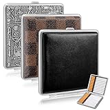 Zeawavsl 3er-Pack Hochwertiges Zigarettenetui, Fasst 20 Zigaretten, Schwarzes PU-Leder-Zigarettenetui, Edelstahl 10 x 10 x 2 cm, Für Hosen- und Hemdtaschen