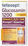 tetesept Glucosamin 1200 - 1 x 30 Tabletten - Ergänzungspräparat mit Glucosamin und hochdosiertem Vitamin D3 & Vitamin C - für gesunde Knochen und Knorpel (Nahrungsergänzungsmittel)