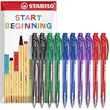 STABILO Liner, einziehbarer Kugelschreiber, feine 0,7 mm Spitze, 10 Stück (gemischt)