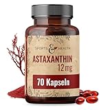 Astaxanthin 12 mg Depot Softgel Kapseln mit Oxidationsschutz - 4 Monatsvorrat - Gel Caps - Mit Vitamin E (70 Kapseln)