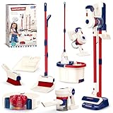 SMILESSKIDDO Reinigungsspielzeug-Set für Kinder, 12-teilig, Vakuum, das wirklich funktioniert, Besen und Mop, Reinigungsset für Kleinkinder, Montessori-Spielspielzeug, Geschenk für Jungen und Mädchen