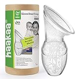 haakaa 100 ML Handmilchpumpe, Transparent Manuelle Brustpumpe, Silikon Milchpumpe & Muttermilchauffänger, Gesund und Harmlos