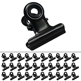 FZGUSYAF 22mm Bulldog-Clips Büroklammer Runde Schwarz Metallklammern Papierbinder für Zuhause Büro Lieferungen - 30 Stück