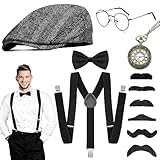 WEARXI 20er Jahre Herren Accessoires, Halloween Kostüm Herren, Peaky Blinders Kostüm, Mafia Halloween Kostüm Herrens Hosenträger, Karneval Kostüme Herrens,1920er Zubehör Kostüme für Partys