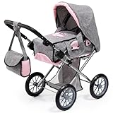 Bayer Design 13633AA Kombi Puppenwagen City Star, faltbar, Verstellbarer Griff, wandelbar als Jogger, mit Tasche, grau, rosa mit Schmetterling, grau, rosa, Schmetterling, ‎72.5 x 37 x 65 cm