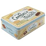 Nostalgic-Art Retro Vorratsdose Flach, 2,5 l, Cookies 'n' Biscuits – Geschenk-Idee für die Küche, Blech-Dose mit Deckel, Vintage Design