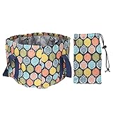 LDAUYZLING Zusammenklappbares Fußbadbecken, Polyester, wasserdichter Griff, Seil, Fußbad, Wassereimer, 21 l, großes Blattmuster