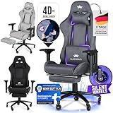 ELITESEATS Gaming Stuhl Ergonomisch [TESTSIEGER] Kratzerfreie Rollen Atmungsaktiv, 4D-Armlehnen, mit Fußstütze | Ergonomischer Gamingstuhl Stoff 150 kg Belastbarkeit | Gaming Chair | Gaming Sessel